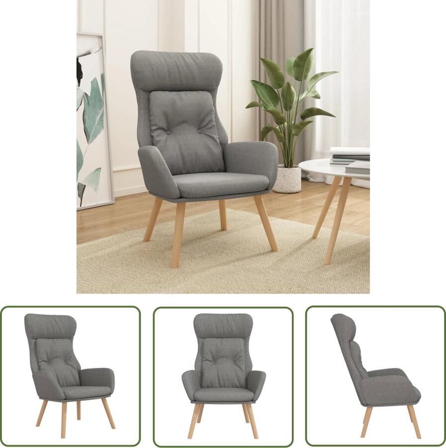 The Living Store Fauteuil Relaxstoel Lichtgrijs 70 x 77 x 94 cm Dik gevoerd Relaxstoel Fauteuils Lounge Chair Comfortabele Stoel Grijs Meubilair - Foto 4