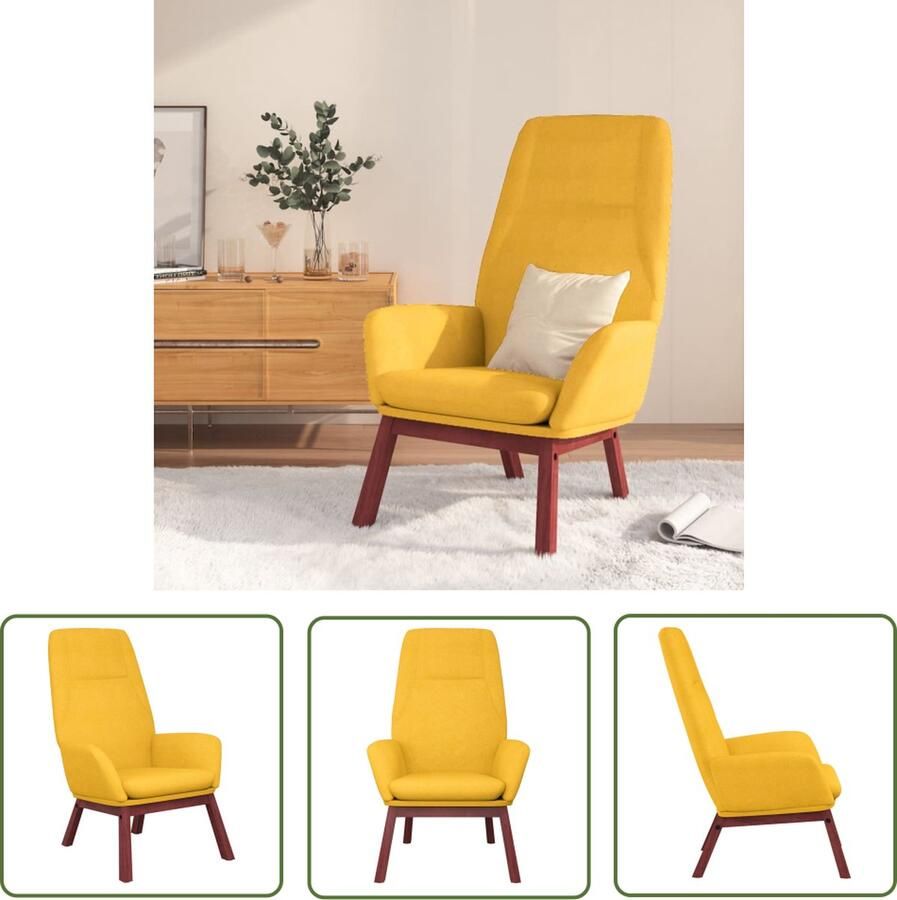 The Living Store Relaxstoel Mosterdgeel 70 x 77 x 94 cm Stabiel frame Relaxstoel Fauteuils Lounge Chair Mostardgeel Gele Stoffen Meubels - Foto 5