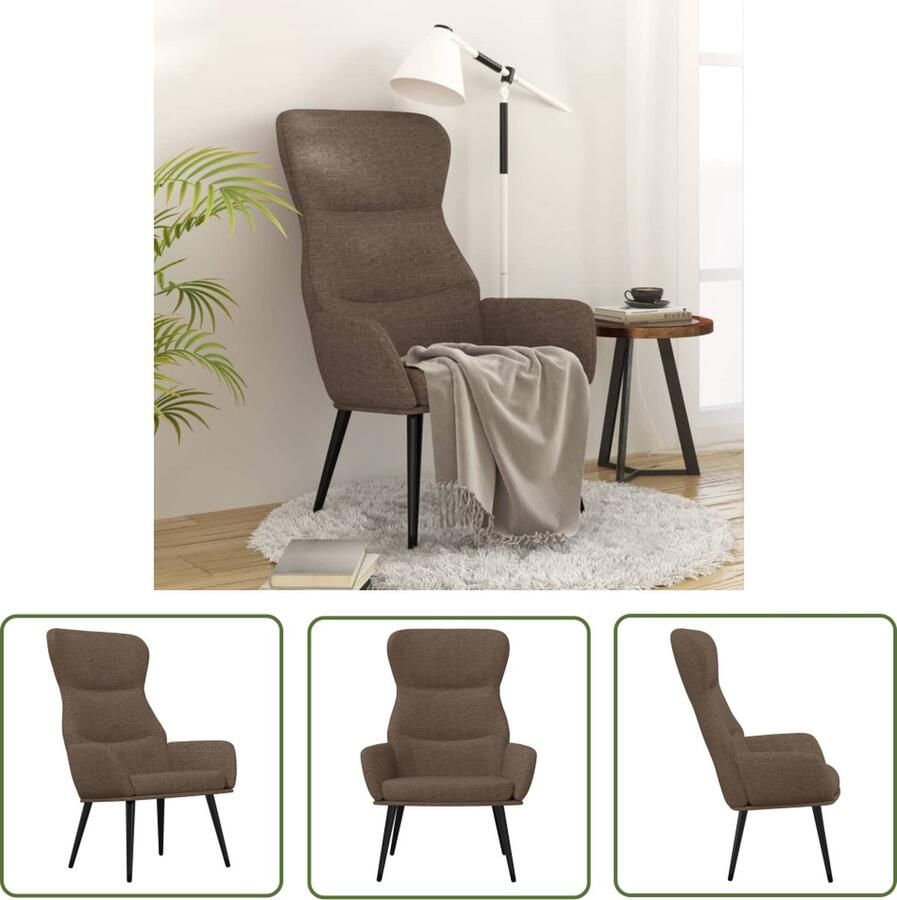 The Living Store Relaxstoel Dik gevoerd Zacht aanvoelende stof Metalen frame Taupe 70 x 77 x 94 cm Relaxstoel Fauteuils Lounge Chair Loungestoel Tuinstoel