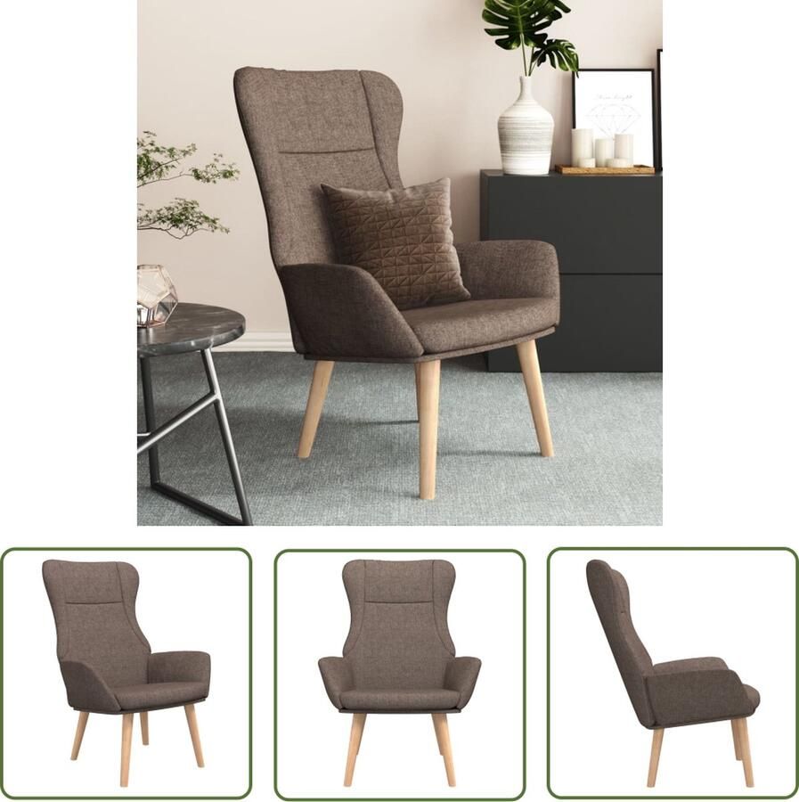 The Living Store Relaxstoel 70x77x94 cm kleur taupe Relaxstoel Fauteuils Lounge Chair Loungestoel Tuinstoel