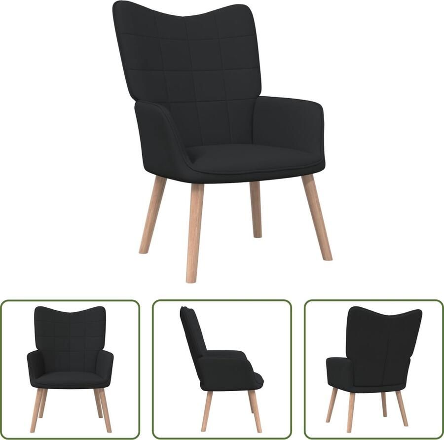 The Living Store Relaxstoel zwart 61.5 x 69 x 95.5 cm schuimvulling Relaxstoel Fauteuils Zwarte Meubels Lounge Stoel Woonkamer Meubilair - Foto 2