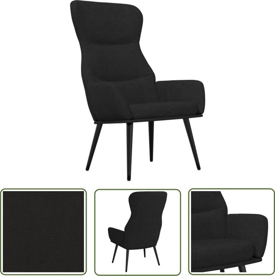 The Living Store Relaxstoel Dik gevoerd Zwart 70x77x94 cm Relaxstoel Fauteuils Zwarte Relaxstoel Comfortabele Stoel Lounge Stoel - Foto 2