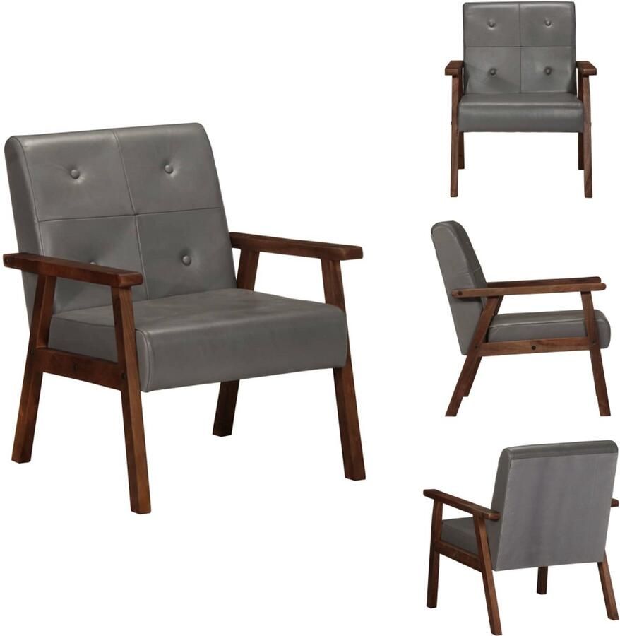 VidaXL Fauteuils Stoel Stoelen Fauteuil echt leer grijs