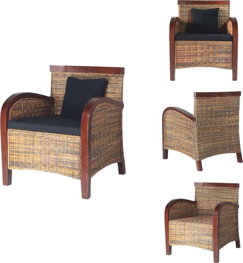 VidaXL Armstoel Rattan 69 x 66 x 79 cm Tropische uitstraling Fauteuil