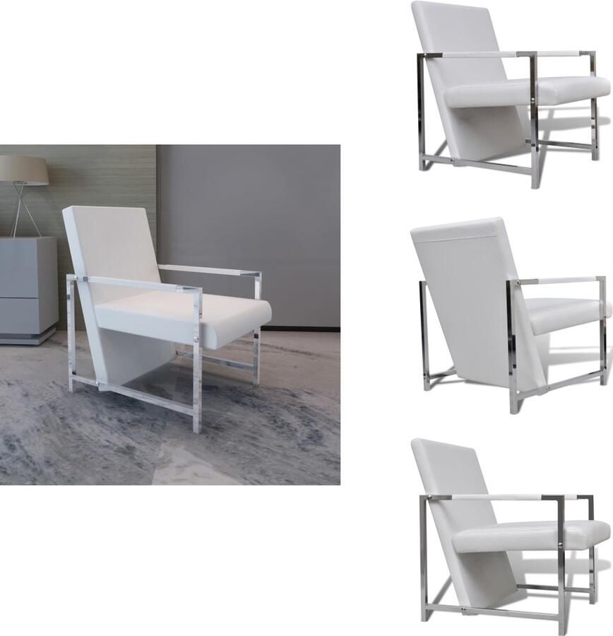 VidaXL Fauteuils Stoel Stoelen Fauteuil met chromen poten kunstleer wit