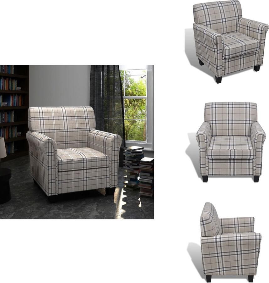 VidaXL Fauteuils Stoel Stoelen Fauteuil met kussen stof crème - Foto 2