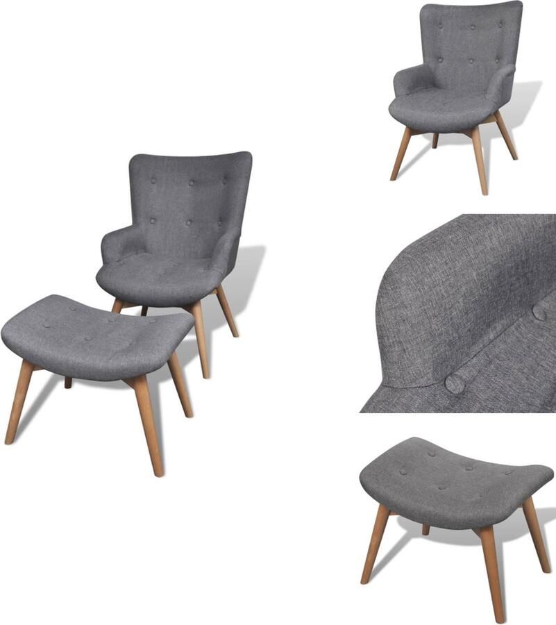 VidaXL Stoel Comfortabel Grijs 57 x 68.5 x 87.5 cm Houten Frame Fauteuil