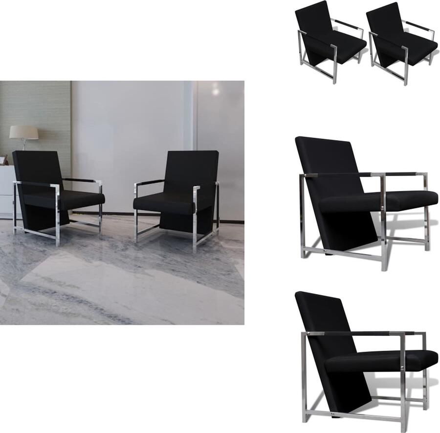 VidaXL Fauteuilset Moderne Vormgeving Stoelenset van Hoge Kwaliteit 53 x 69 x 73 cm Chromen Voeten Fauteuil