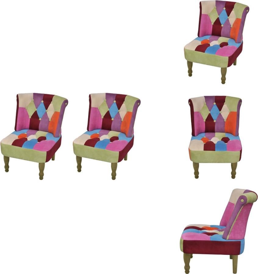 VidaXL Patchwork Stoelen Set van 2 52 x 64 x 70 cm Houten Frame 110 kg Draagvermogen Meerdere Kleuren Fauteuil