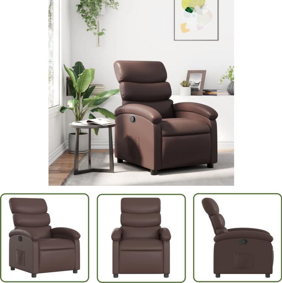The Living Store Fauteuil verstelbaar kunstleer bruin Verstelbare Fauteuil Lounge Stoel Lederlook Fauteuil Design Fauteuil Fauteuils