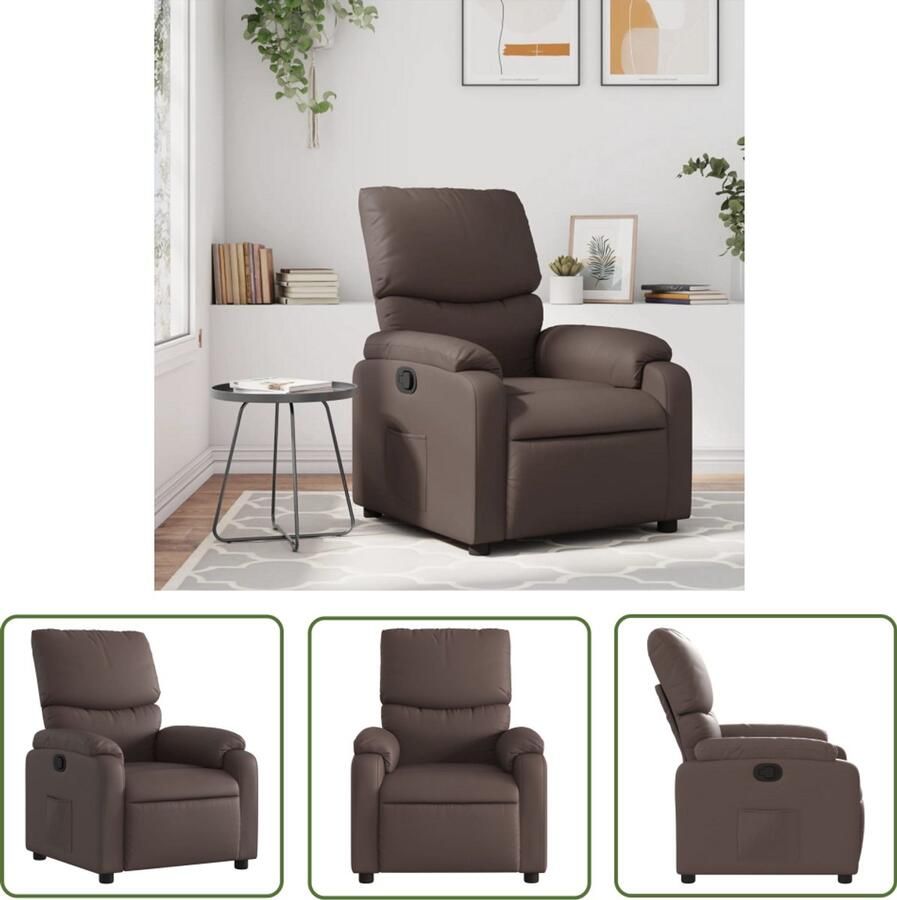 VidaXL Fauteuil verstelbaar kunstleer bruin Verstelbare Fauteuil Fauteuils Lounge Stoel Relaxfauteuil Designstoel