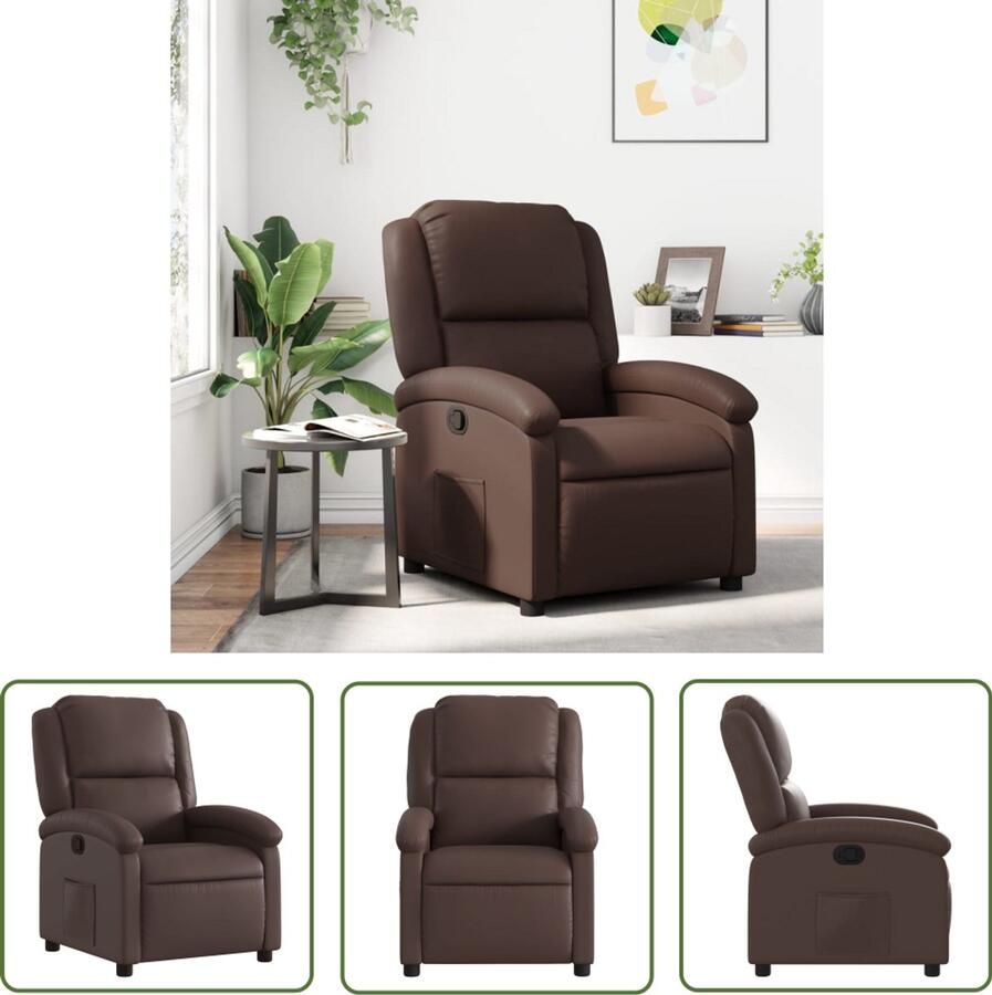 The Living Store Fauteuil verstelbaar kunstleer bruin Verstelbare Fauteuil Fauteuils Lounge Stoel Relaxfauteuil Kunstlederen Fauteuil