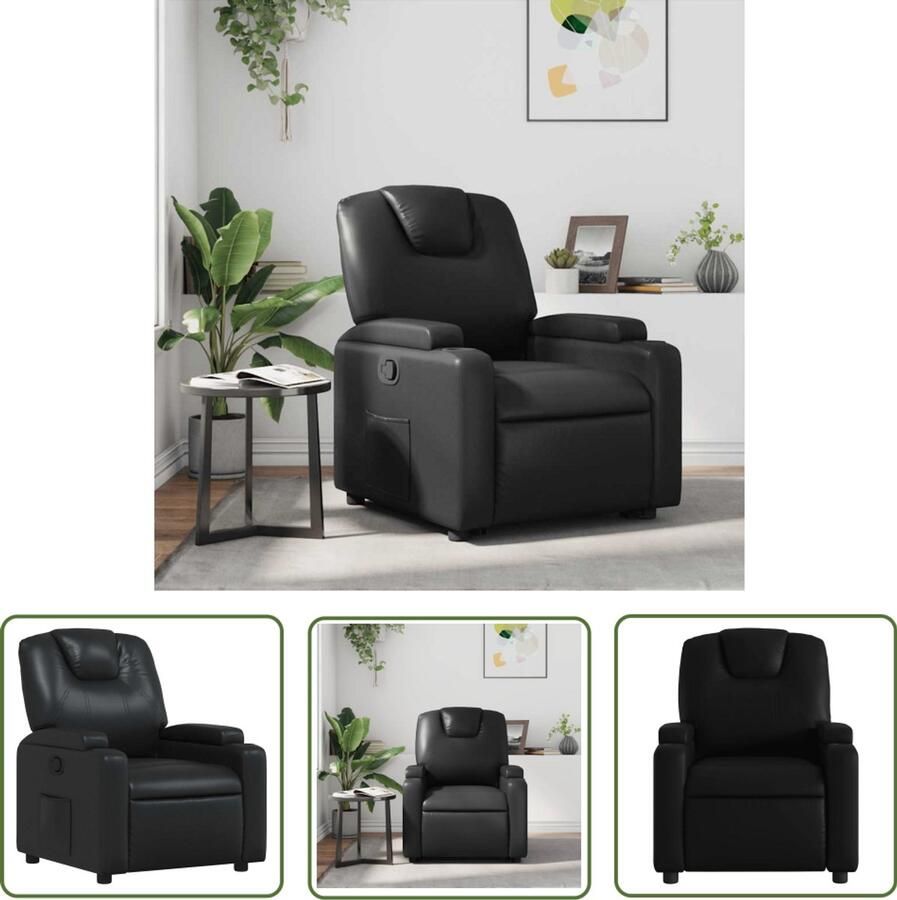 VidaXL Fauteuil verstelbaar kunstleer zwart Verstelbare Fauteuil Fauteuils Lounge Stoel Relaxfauteuil Kunstleder Fauteuil
