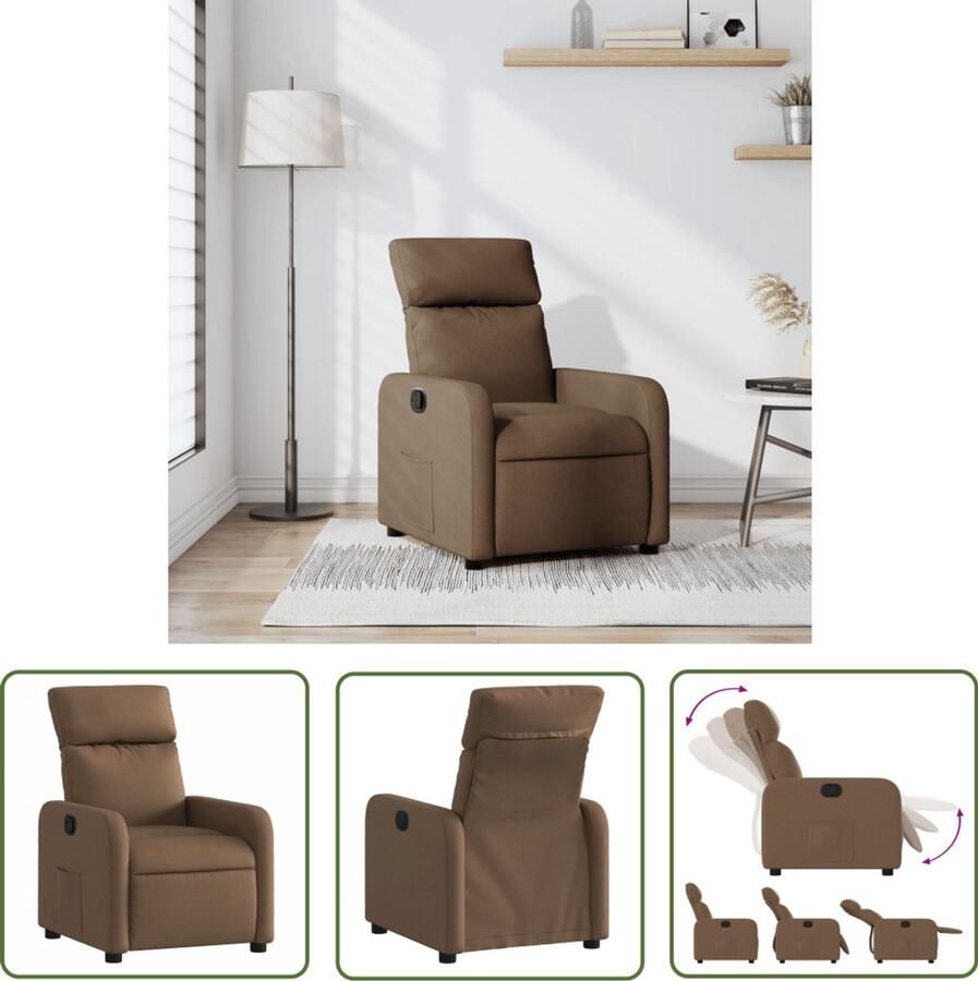 VidaXL Fauteuil verstelbaar stof bruin Verstelbare Fauteuil Fauteuils Lounge Stoel Ergonomische Stoel Designstoel