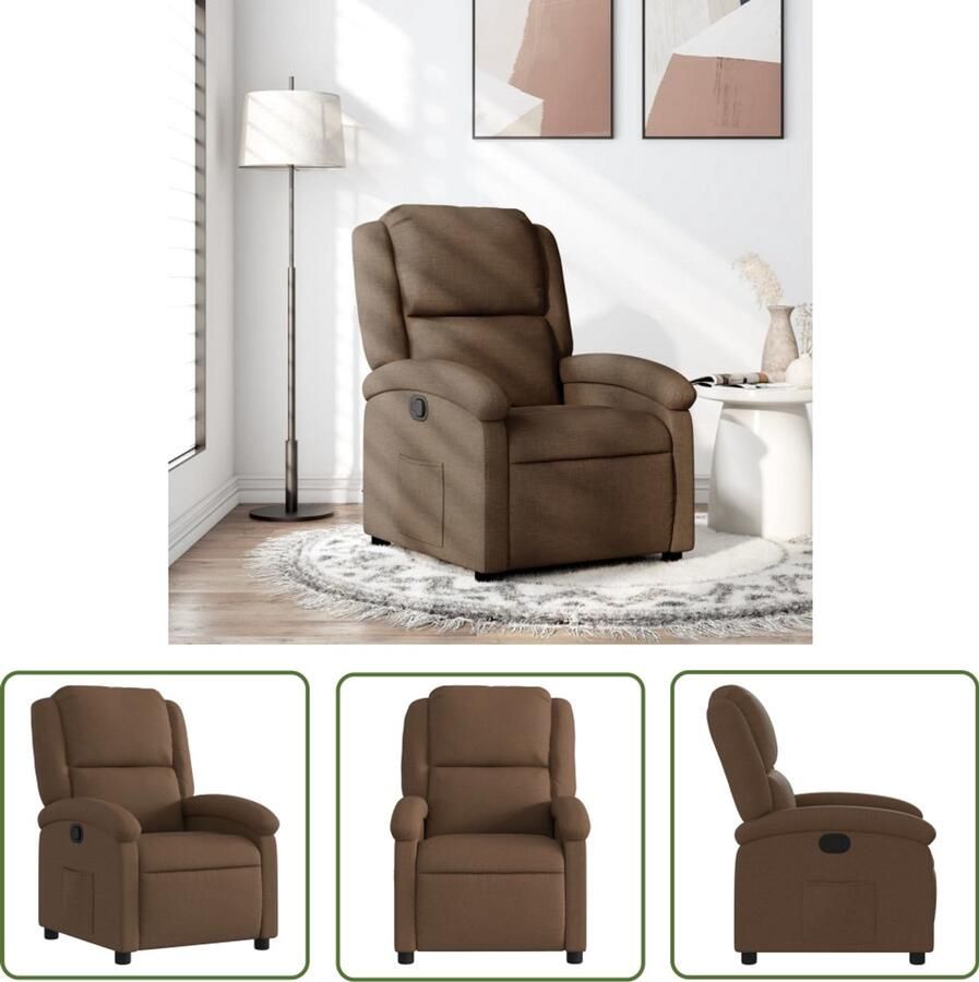 VidaXL Fauteuil verstelbaar stof bruin Verstelbare Fauteuil Fauteuils Lounge Stoel Leesstoel Ergonomische Stoel
