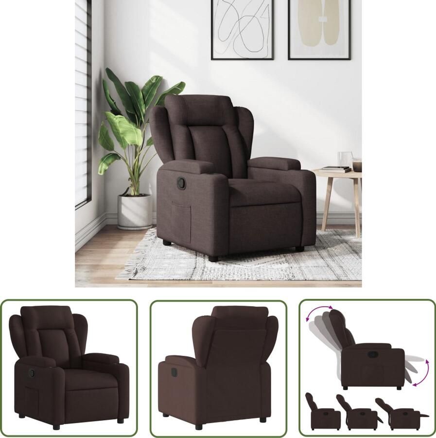 VidaXL Fauteuil verstelbaar stof donkerbruin Verstelbare Fauteuil Fauteuils Lounge Stoel Bruine Fauteuil Lederlook Fauteuil