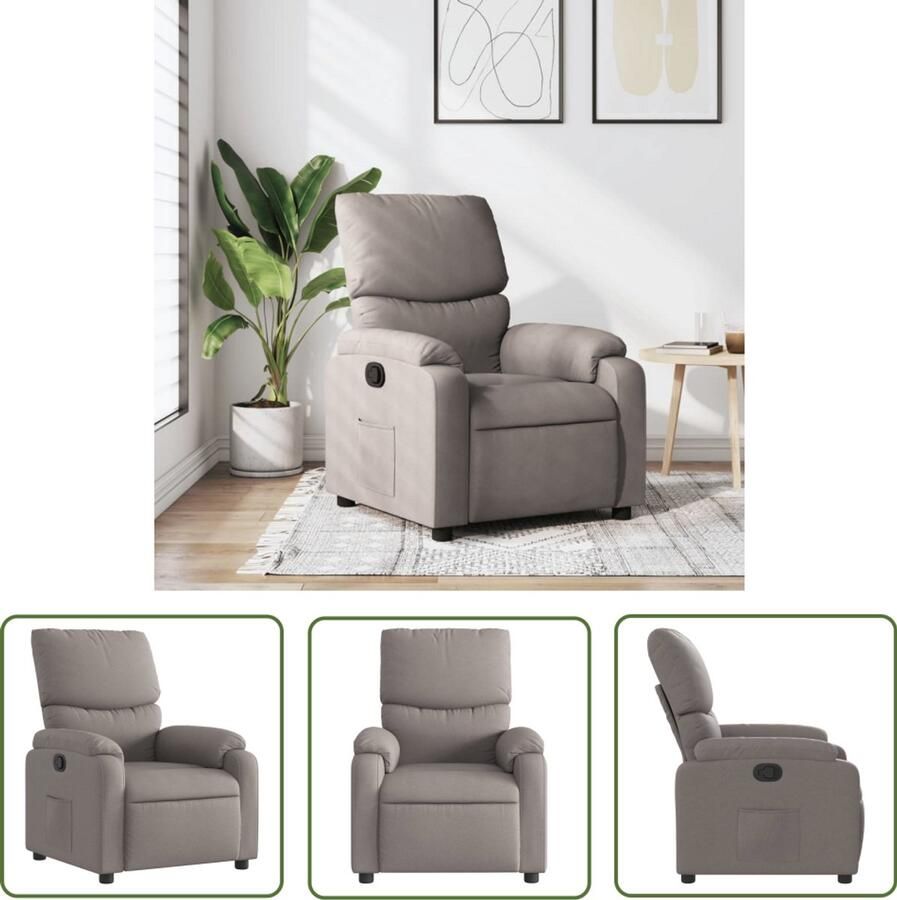 VidaXL Fauteuil verstelbaar stof taupe Verstelbare Fauteuil Fauteuils Lounge Stoel Relaxfauteuil Taupe Fauteuil