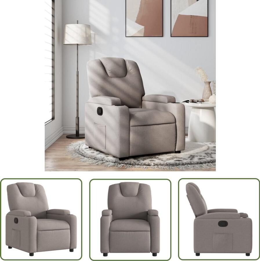 VidaXL Fauteuil verstelbaar stof taupe Verstelbare Fauteuil Fauteuils Lounge Stoel Relaxfauteuil Velours Fauteuil