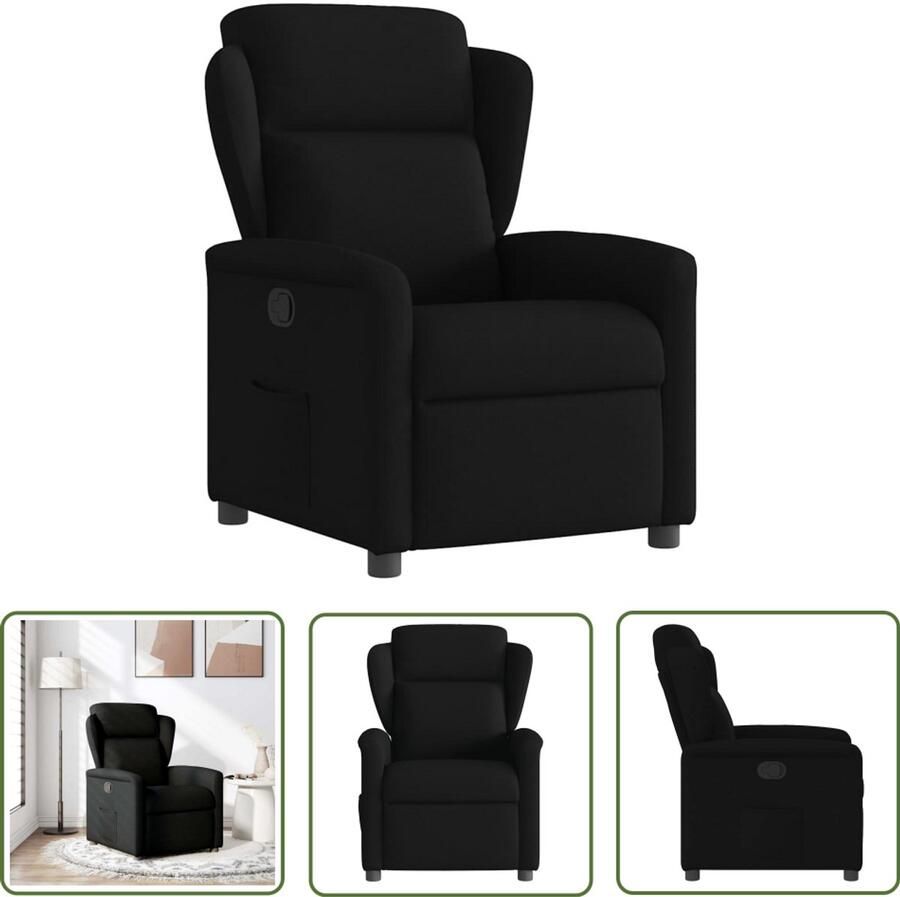 VidaXL Fauteuil verstelbaar stof zwart Verstelbare Fauteuil Fauteuils Lounge Stoel Relaxfauteuil Ergonomische Stoel