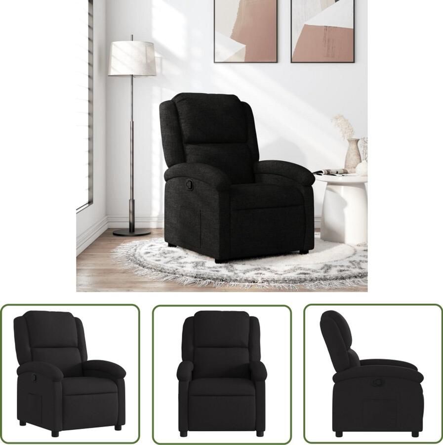 VidaXL Fauteuil verstelbaar stof zwart Verstelbare Fauteuil Fauteuils Lounge Stoel Relaxfauteuil Ergonomische Stoel