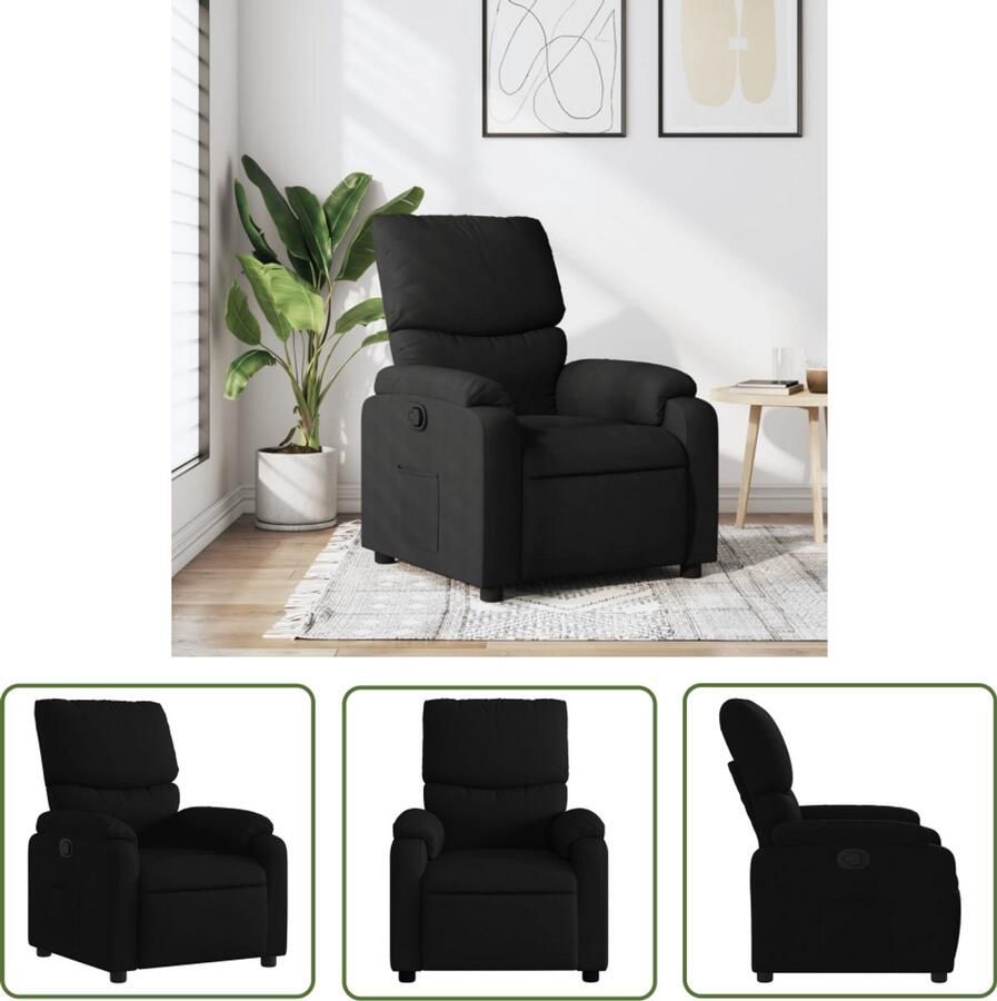 VidaXL Fauteuil verstelbaar stof zwart Verstelbare Fauteuil Fauteuils Lounge Stoel Zitzak Relaxfauteuil