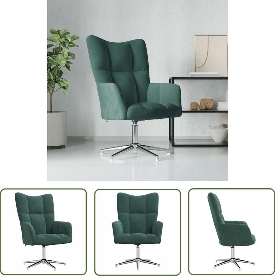 VidaXL Fauteuiltje Relaxfauteuil Relaxstoel fluweel donkergoen Lounge Chair Donkergroen Meubilair Velvet Bank