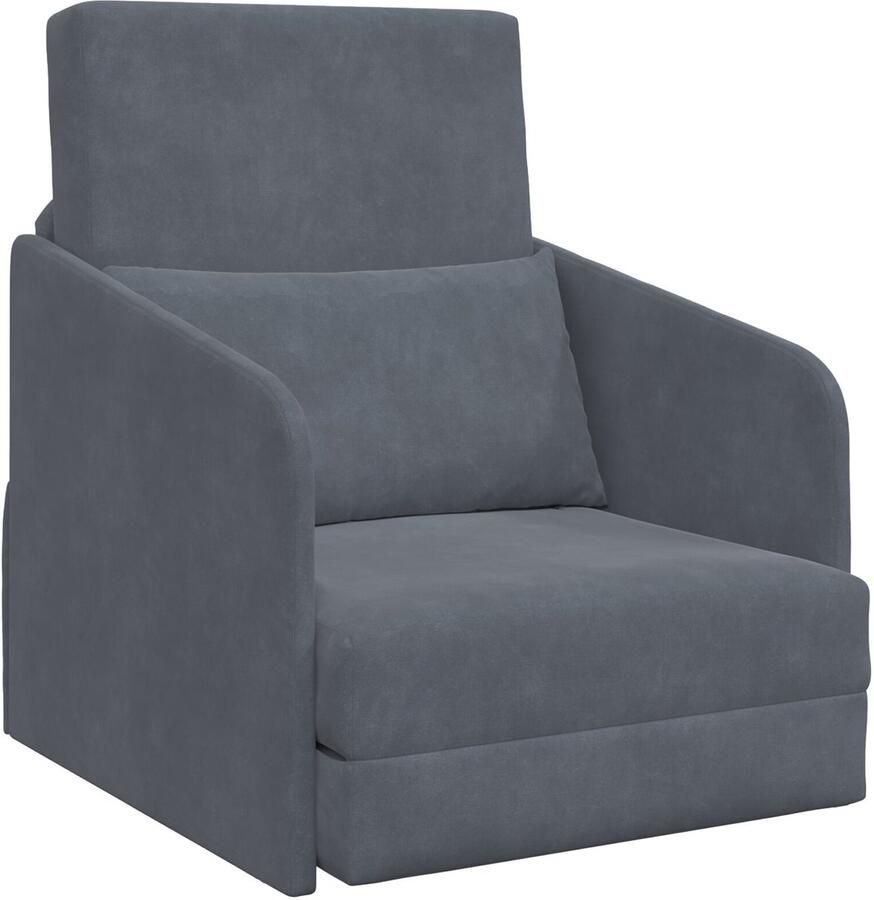 VidaXL Floor Sofa Bed 2-in-1 Donkergrijs 65x80x83 cm Velvet - Foto 3