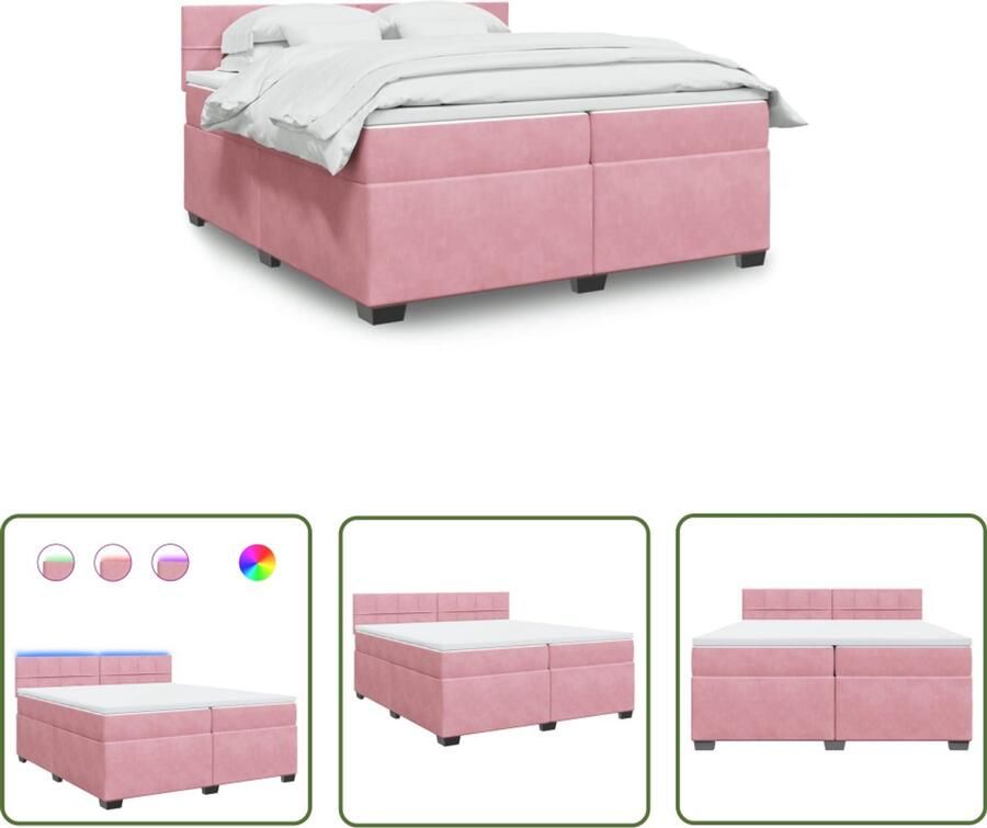 VidaXL Fluweel Bed Boxspring met matras fluweel roze 200x200 cm Roze Bed Tweepersoons Bed Luxe Bed