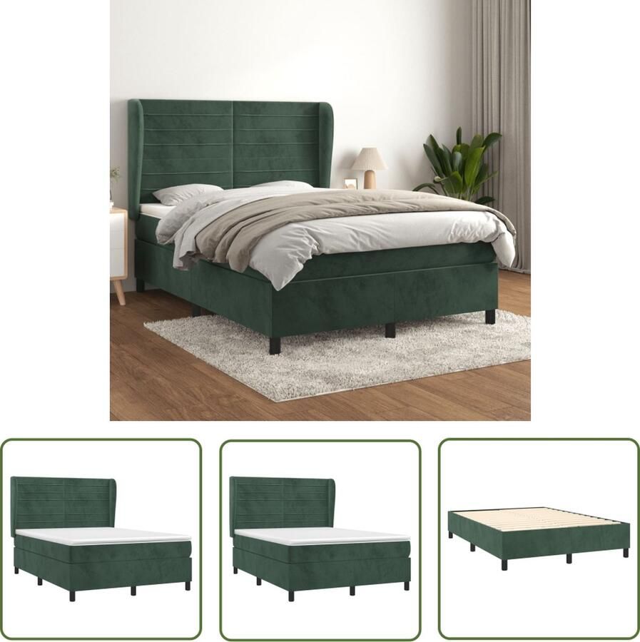 The Living Store Boxspringbed Fluweel 140x190x118 128 cm Pocketvering matras Boxspringbed Fluweel Bed Velvet Bed Tweepersoons Bed Groot Bed