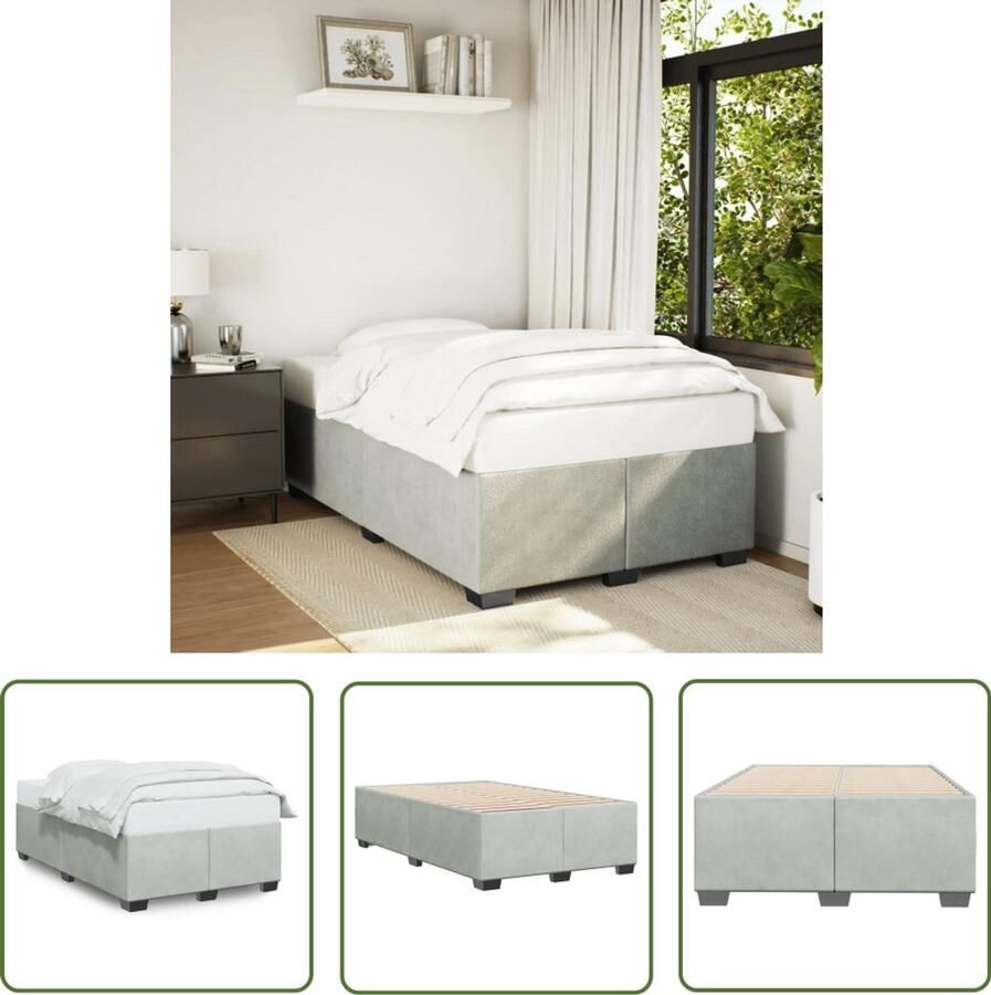 VidaXL Fluweel Bed Slaapcomfort Bedframe zonder matras 120x200 cm fluweel lichtgrijs Tweepersoons Bed Frame Boxspring Alternatief