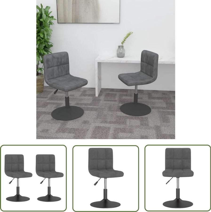 The Living Store Eetkamerstoelen draaibaar 2 st fluweel donkergrijs Verstelbare Eetkamerstoel Fluweel Eetkamerstoel Donkere Eetkamerstoel Ergonomische Eetkamerstoel Kantoorstoel