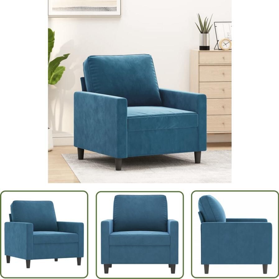 VidaXL Fauteuil 60 cm fluweel blauw Fauteuil Fluweel Blauwwaarme Kleuren Lounge Stoel Designstoel