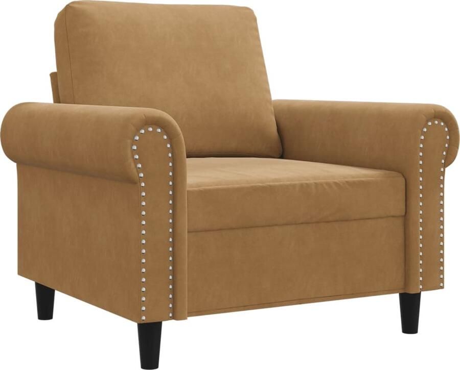 The Living Store Fauteuil 60 cm fluweel bruin Fauteuil Fluweel Stoffen Fauteuil Bruine Fauteuil Lounge Fauteuil Relaxstoel
