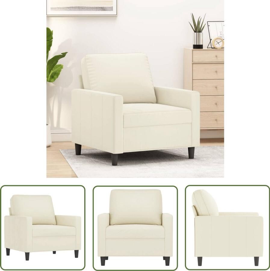 VidaXL Fauteuil 60 cm fluweel crèmekleurig Fauteuil Fluweel Cremekleurig Lounge Relaxstoel