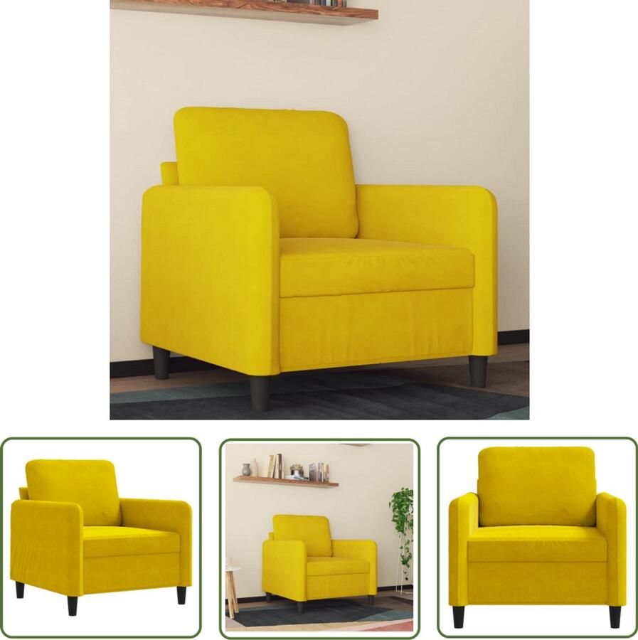 VidaXL Fauteuil 60 cm fluweel geel Fauteuil Fluweel Gele Fauteuil Lounge Stoel Salontafel