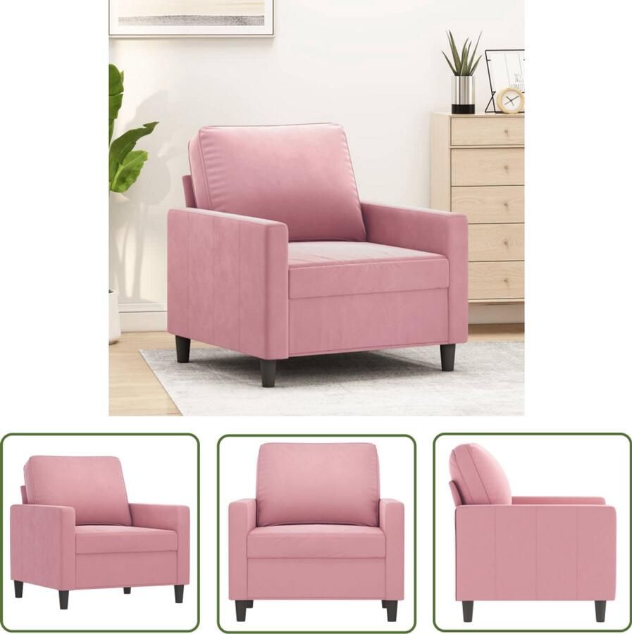 VidaXL Fauteuil 60 cm fluweel roze Fauteuil Fluweel Fauteuil Roze Fauteuil Lounge Stoel Salon Meubilair