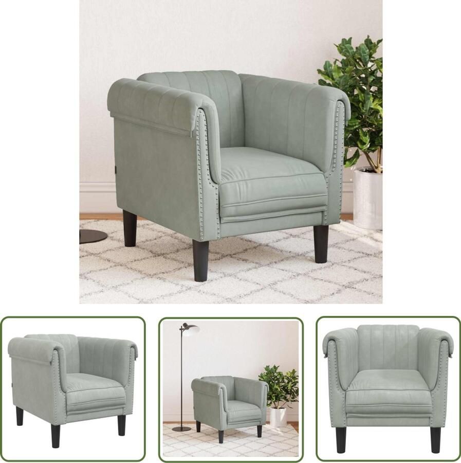 VidaXL Fauteuil fluweel lichtgrijs Fauteuil Fluweel Grijs Designstoel Woonkamer