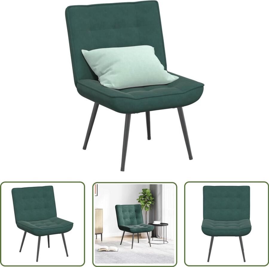 VidaXL Fluweel Fauteuil Relaxfauteuil Relaxstoel 64x74x84 cm fluweel donkergroen Donkere Groene Fauteuil Lounge Stoel Zitkamerstoelen