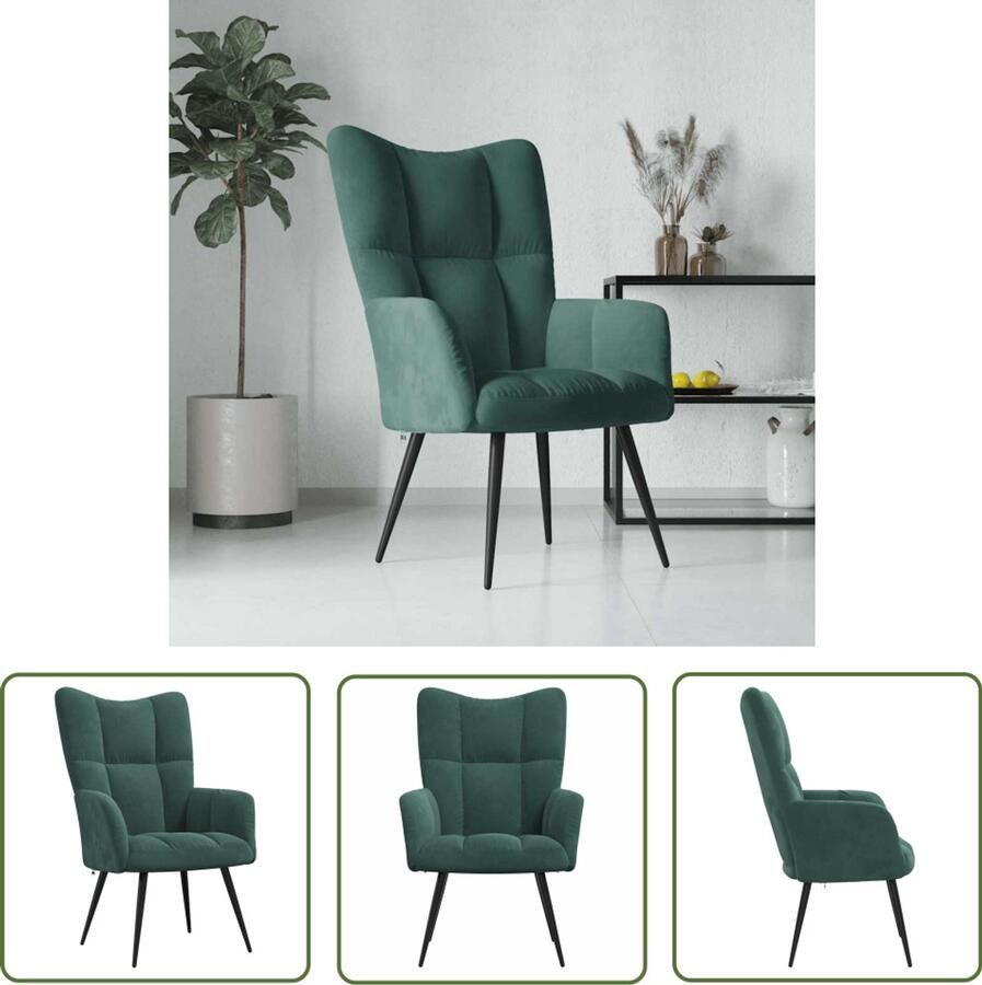 VidaXL Relaxstoel Fluweel Donkergroen 61x70x96 5cm Relaxfauteuil Fluweel Fauteuil Groene Fauteuil Lounge Stoel Salontafel Livingroom Meubels Huiskamer Meubilair Velvet Bank Loungestoel
