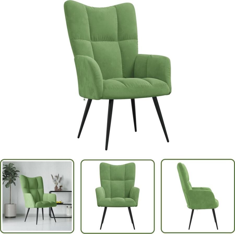 The Living Store Relaxstoel Lichtgroen Fluweel 61 x 70 x 96.5 cm Staal Relaxfauteuil Fluweel Fauteuil Groene Fauteuil Lounge Stoel Comfortabele Stoel