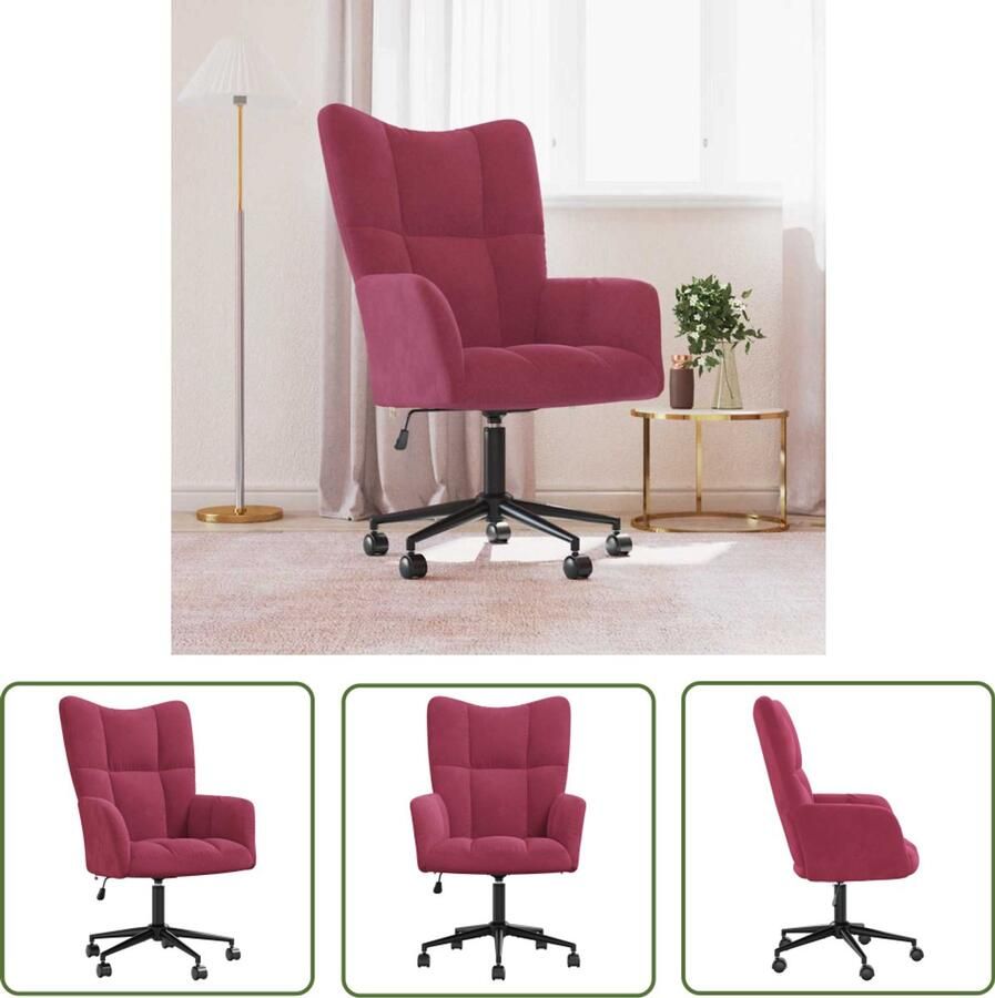 VidaXL Fluweel Fauteuil Relaxfauteuil Relaxstoel fluweel wijnrood Design Stoel Lounge Stoel Woonkamerstoel