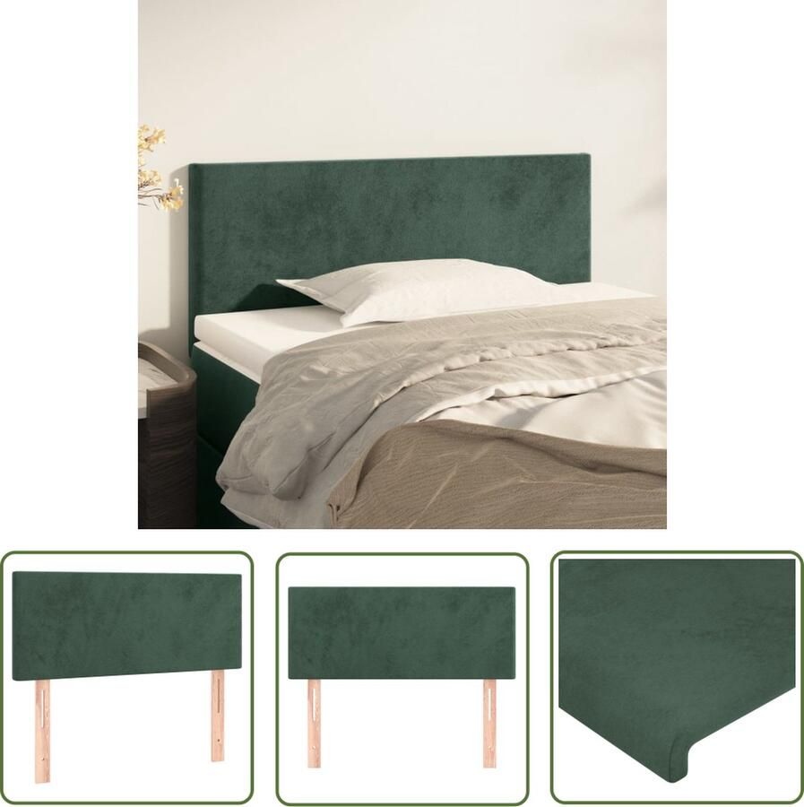 The Living Store Hoofdbord Velours Donkergroen 90x5x78 88 cm Hoofd Bord Fluweel Donkere Kleuren Hoofdkussen Beddecoratie