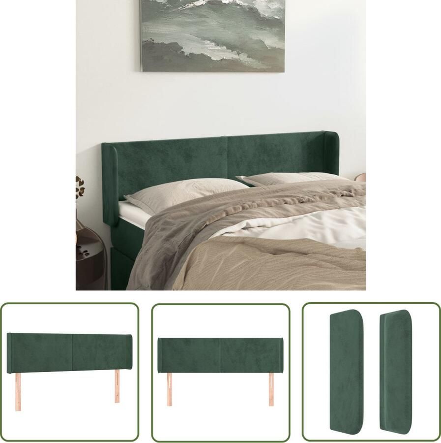 The Living Store Hoofdbord met randen 147x16x78 88 cm fluweel donkergroen Klassieke Hoofdbord Fluweel Hoofdbord Donkere Groene Hoofdbord Adjustable Hoofdbord Ergonomische Hoofdbord - Foto 2