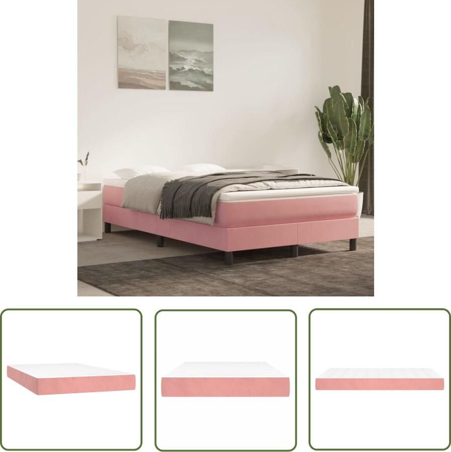 The Living Store Pocketveringmatras Fluweel 120 x 200 x 20 cm Wit roze Pocketveringmatras Fluweel Matras Velvet Matras Rosé Matras Tweepersoons Matras