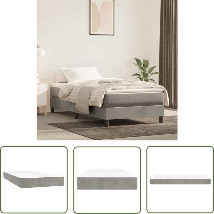 The Living Store Pocketveringmatras Zacht Fluweel Pocketveren en Schuim 80x200x20cm Pocketveringmatras Fluweel Matras Zacht Matras Anti Allergisch Matras Medium Hard Matras