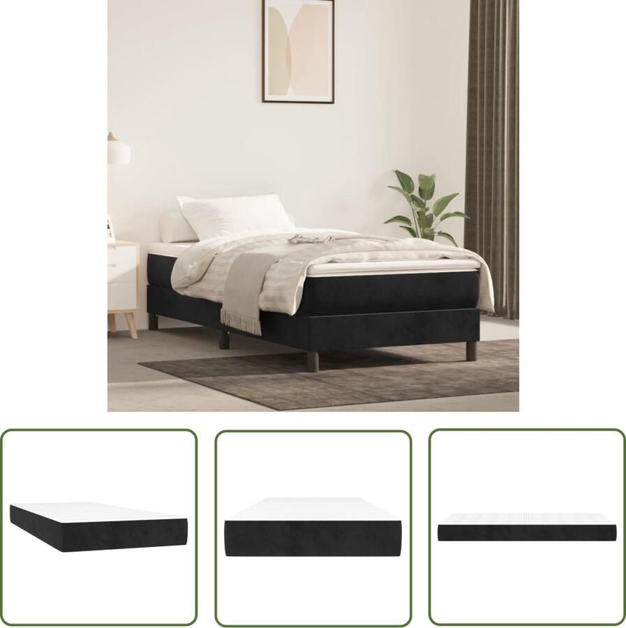 The Living Store Pocketveringmatras Fluweel 90x190x20 cm Middelharde ondersteuning Pocketveringmatras Fluweel Matras Zachte Matras Medium Hard Matras Anti Allergisch Matras