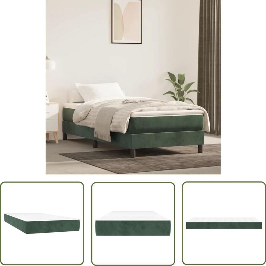 The Living Store Pocketveringmatras Fluweel 90 x 200 x 20 cm Middelharde ondersteuning Pocketveringmatras Fluweel Matras Groen Matras 90x200 Middelhard Matras
