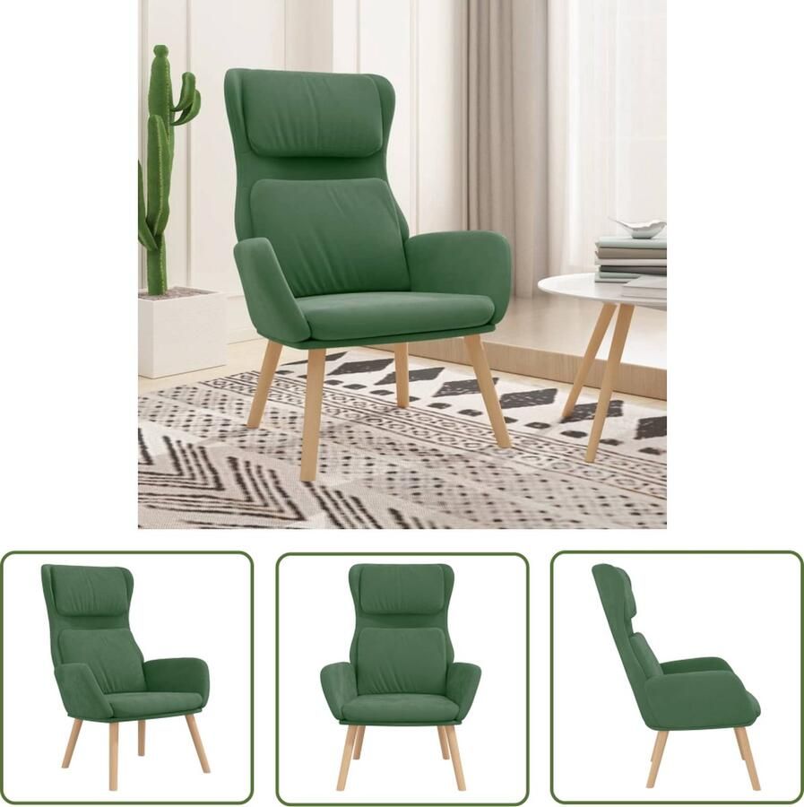 The Living Store Relaxstoel Fluweel Lichtgroen 70x77x98cm Optimaal zitcomfort Stevig metalen frame Relaxstoel Fluweel Groene Fauteuil Lounge Stoel Comfort Stoel