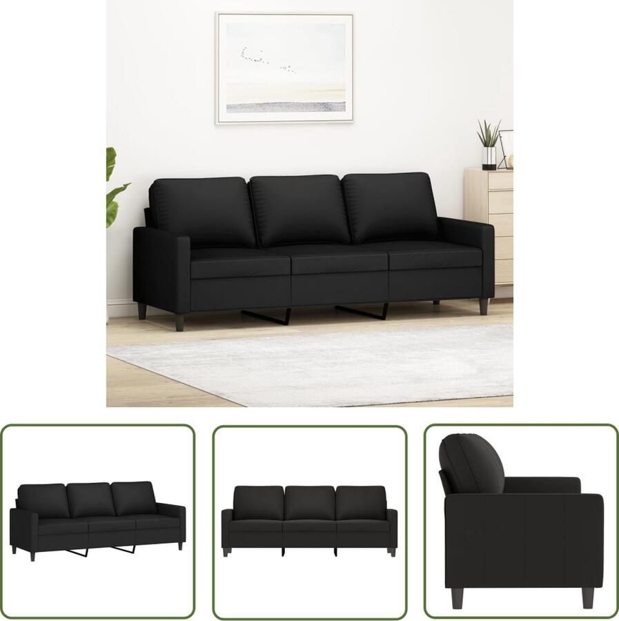 The Living Store 3-zitsbank fluwelen Zwart Comfortabele Zitervaring 3 Zits Bank Fluweel Sofa Zwarte Bank Banks Kopen Luxe Bank
