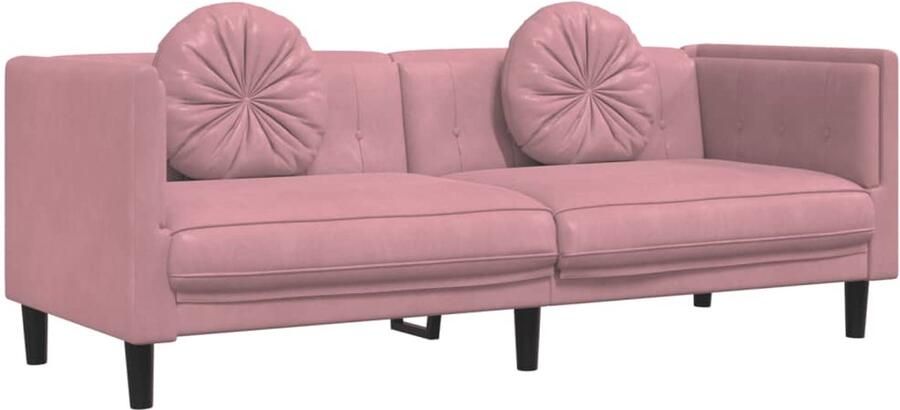 VidaXL Driezitsbank Fluweel Roze Inclusief Kussens 3 Persoons Bank Fluweel Sofa Roze Bank Lounge Bank Bankstel - Foto 2